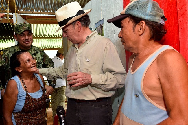 Presidente Juan Manuel Santos visitó la vereda Siberia en Pto. Valdivia.
